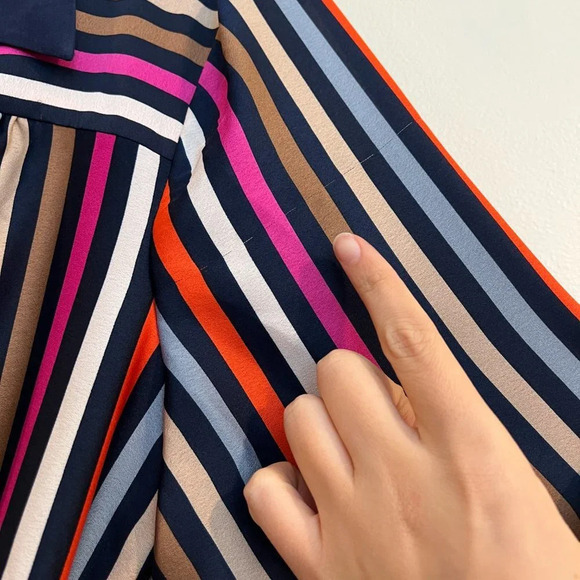 Trina Turk Lamarr Striped Silk Blend Tie Waist Collared Designer Maxi Dress NWT - Picture 10 of 12